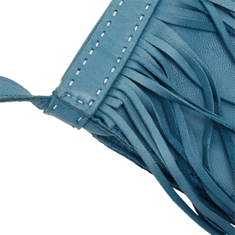Hermes Tudo Fringe Shoulder Bag Blue Leather — view 8