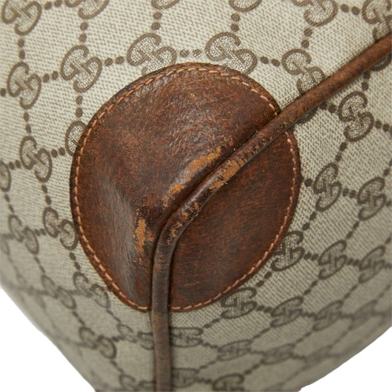 Gucci Sherry Line GG Supreme Boston Bag Beige Brown Leather — view 4