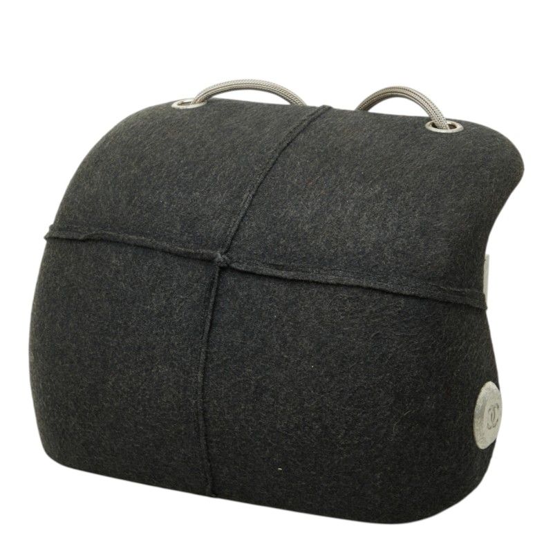 Chanel CC Logo Hip Crossbody Shoulder Bag Gray Felt — view 2