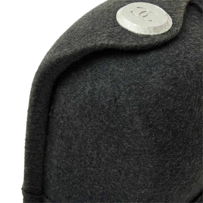 Chanel CC Logo Hip Crossbody Shoulder Bag Gray Felt — view 5