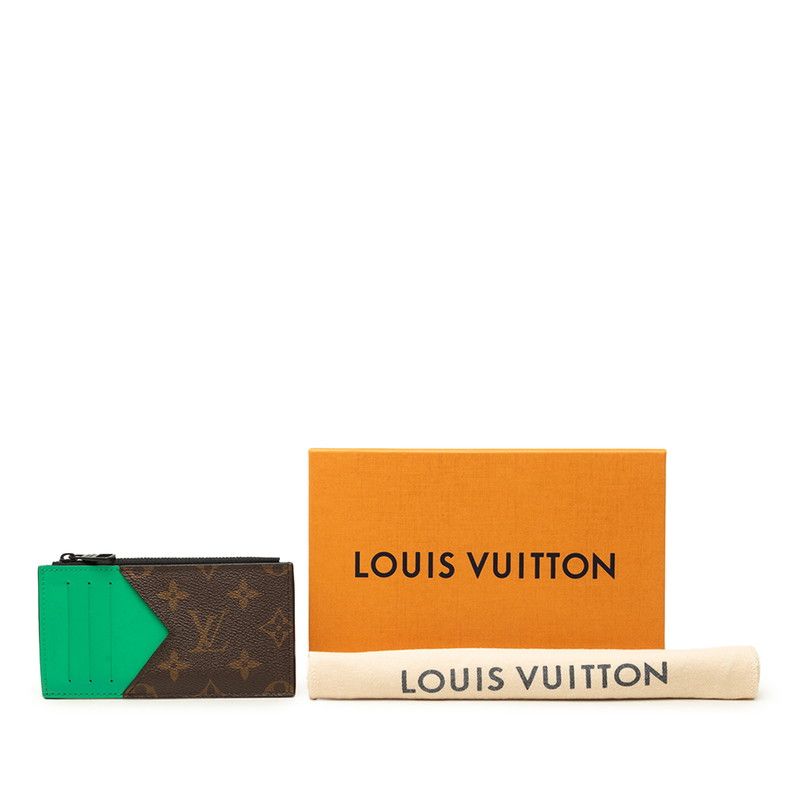 Louis Vuitton Monogram Macassar Coin Purse Card Case Fragment Brown Green — view 6