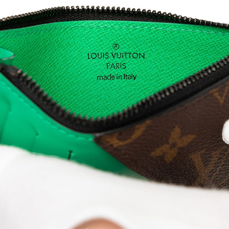 Louis Vuitton Monogram Macassar Coin Purse Card Case Fragment Brown Green — view 5