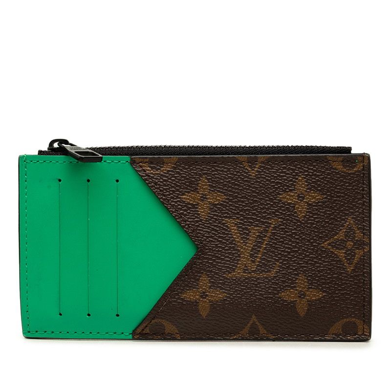 Louis Vuitton Monogram Macassar Coin Purse Card Case Fragment Brown Green
