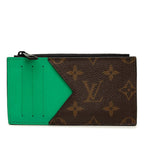 Louis Vuitton Monogram Macassar Coin Purse Card Case Fragment Brown Green