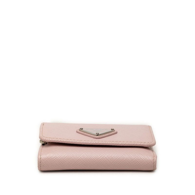 Prada Saffiano Trifold Wallet Light Pink Leather — view 3