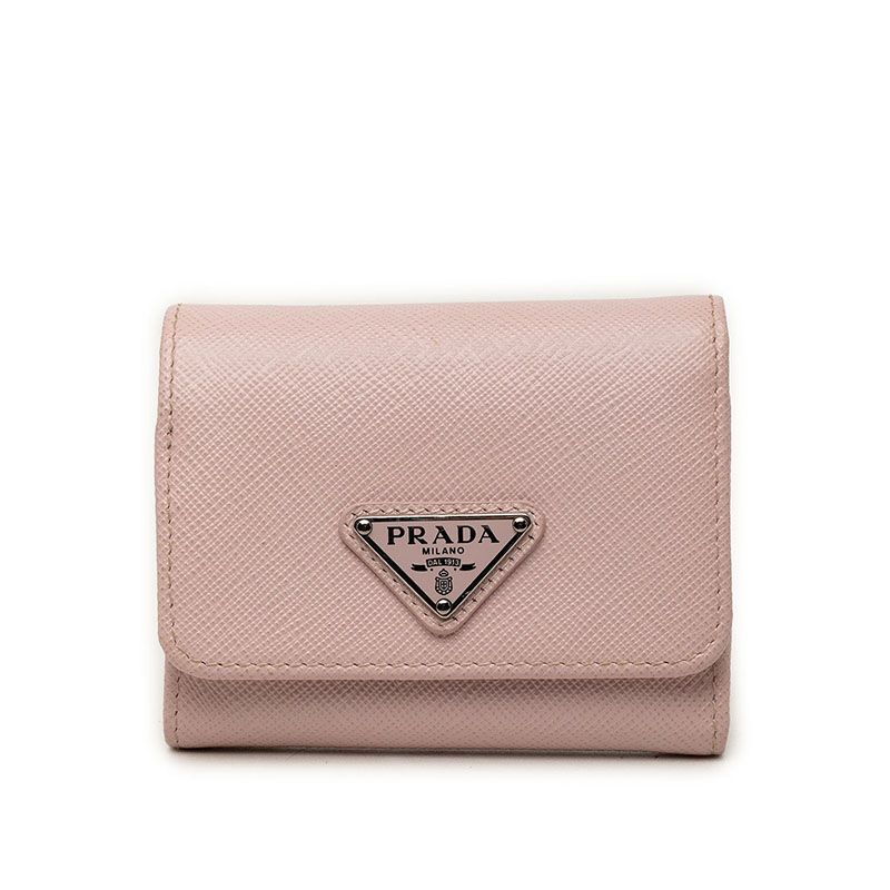 Prada Saffiano Trifold Wallet Light Pink Leather