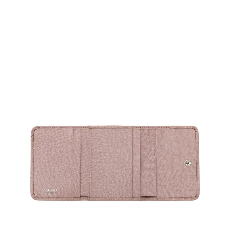 Prada Saffiano Trifold Wallet Light Pink Leather — view 4