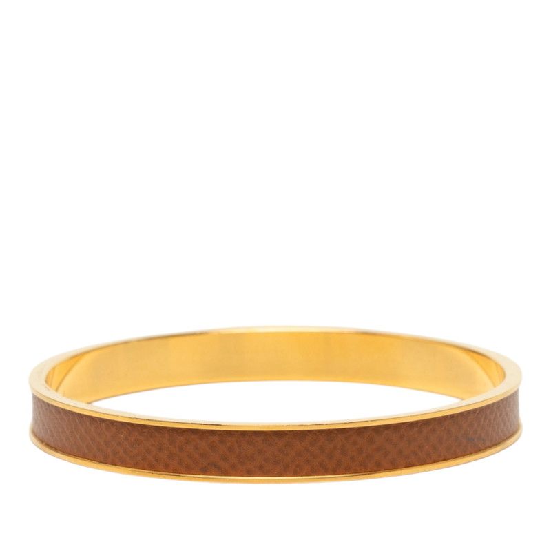 Hermes Kelly Bracelet Bangle Gold Brown Plated Leather — view 3