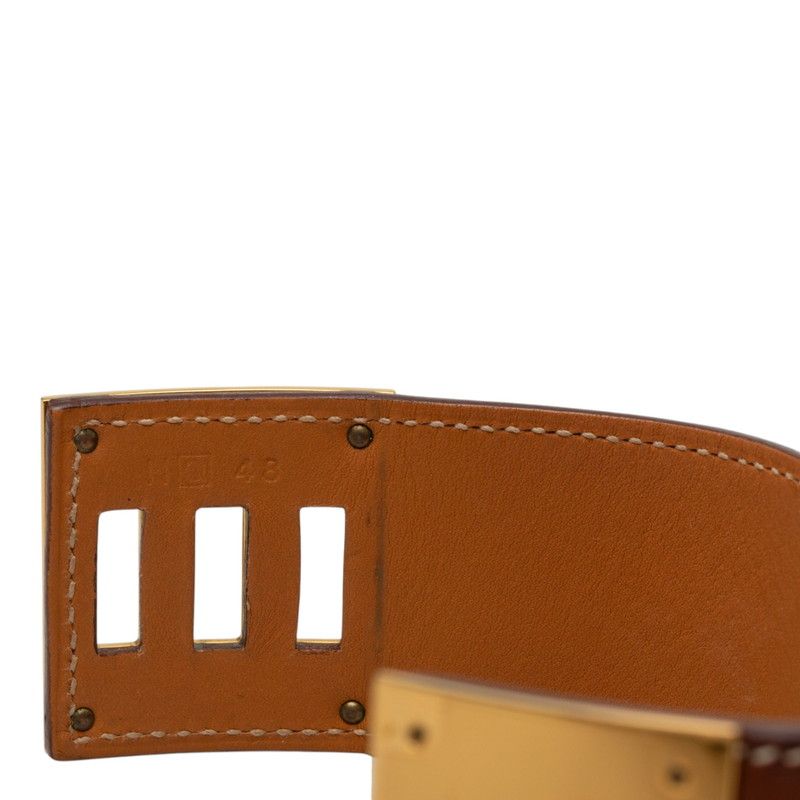 Hermes Kelly Dog Bracelet Stamp Brown Gold Leather Plated — view 5