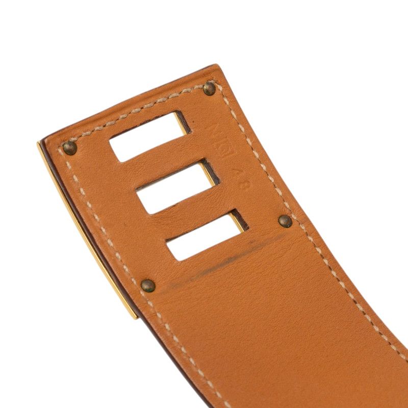 Hermes Kelly Dog Bracelet Stamp Brown Gold Leather Plated — view 6