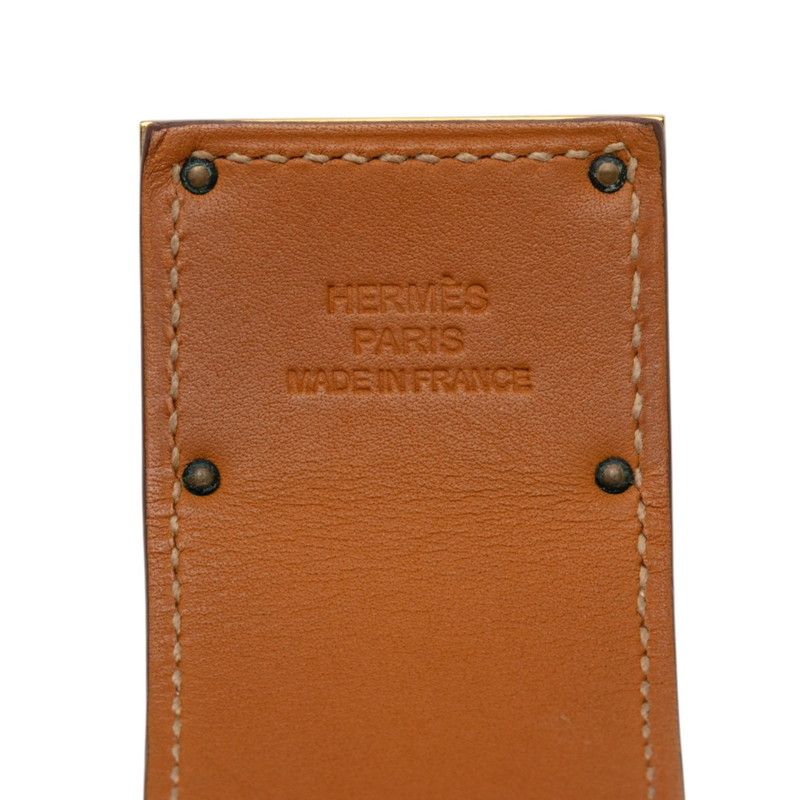 Hermes Kelly Dog Bracelet Stamp Brown Gold Leather Plated — view 4