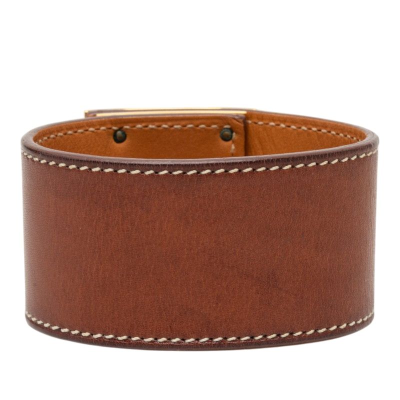 Hermes Kelly Dog Bracelet Stamp Brown Gold Leather Plated — view 3