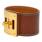 Hermes Kelly Dog Bracelet Stamp Brown Gold Leather Plated — view 2