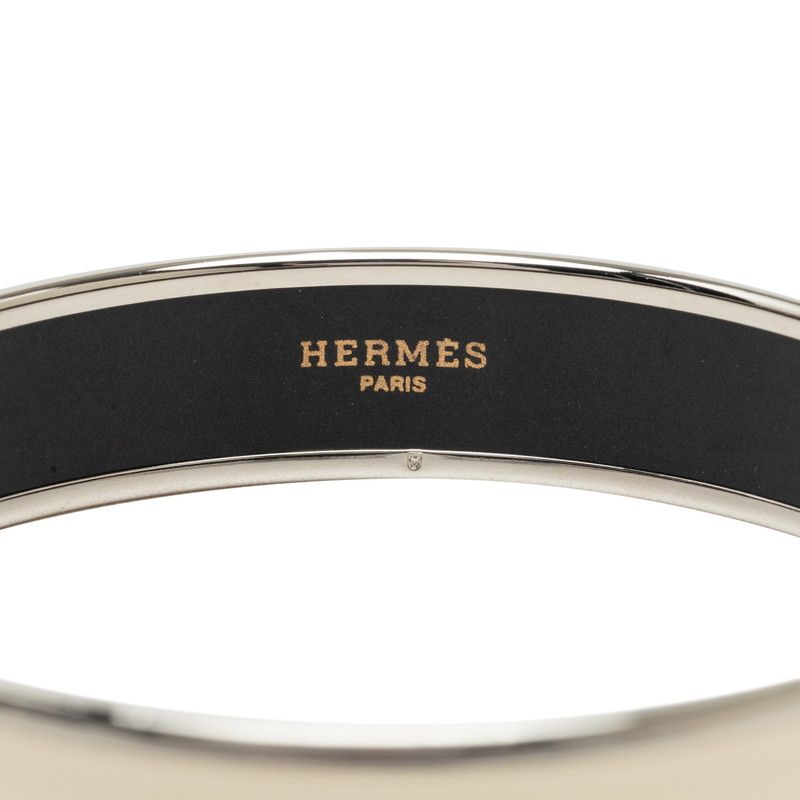 Hermes Enamel PM Bracelet Bangle Silver White Metal — view 4