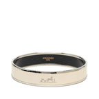 Hermes Enamel PM Bracelet Bangle Silver White Metal