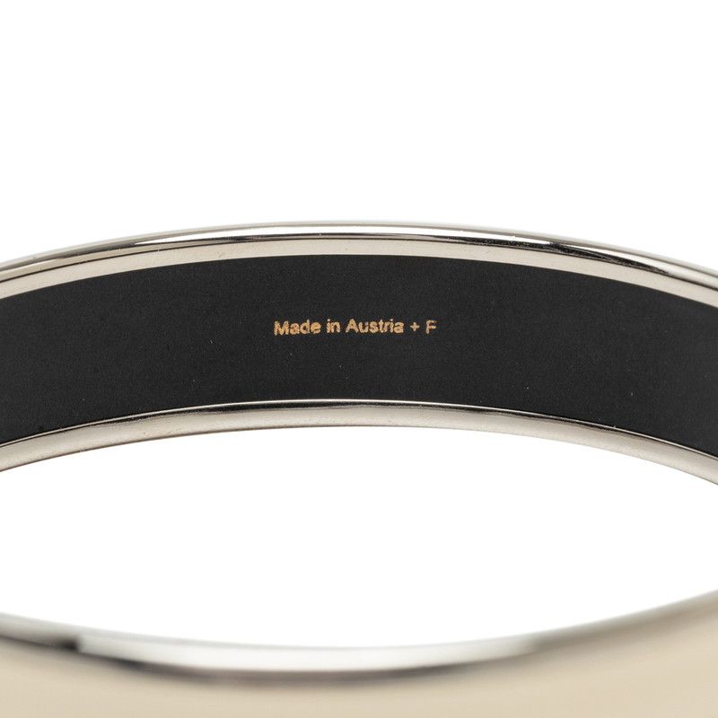 Hermes Enamel PM Bracelet Bangle Silver White Metal — view 5