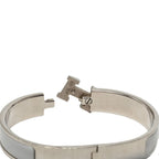 Hermes Clic H GM Enamel Bracelet Bangle Silver Ivory Gray Metal — view 4
