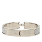 Hermes Clic H GM Enamel Bracelet Bangle Silver Ivory Gray Metal — view 3