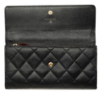 Chanel CC Logo Quilted Wallet Black Gold Caviar Leather — view 4