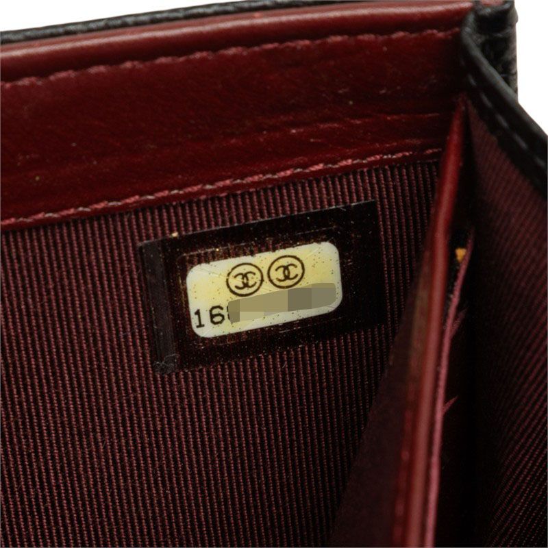 Chanel CC Logo Quilted Wallet Black Gold Caviar Leather — view 8