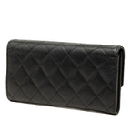 Chanel CC Logo Quilted Wallet Black Gold Caviar Leather — view 2