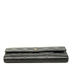 Chanel CC Logo Quilted Wallet Black Gold Caviar Leather — view 3
