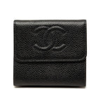Chanel CC Logo Bifold Wallet Black Caviar Leather