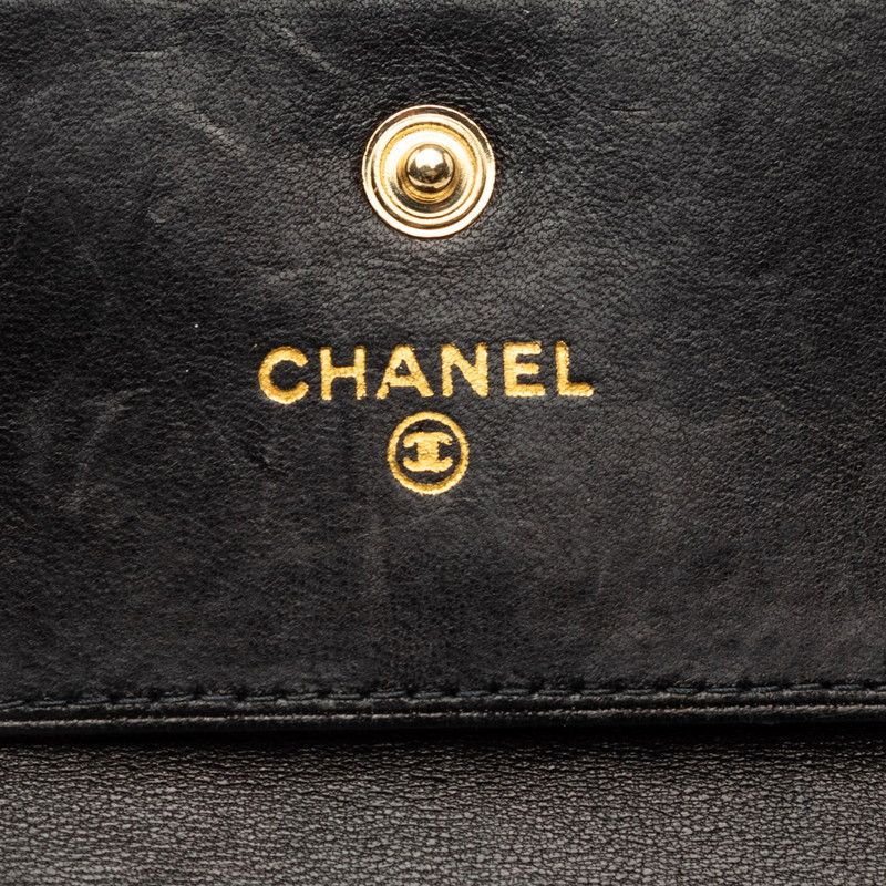 Chanel CC Logo Bifold Wallet Black Caviar Leather — view 6