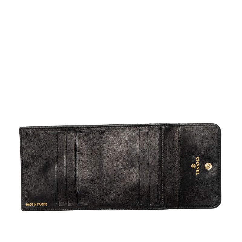 Chanel CC Logo Bifold Wallet Black Caviar Leather — view 4