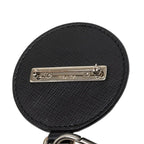 Prada Robo Motif Chain Logo Brooch Black Silver Metal Saffiano Leather — view 3