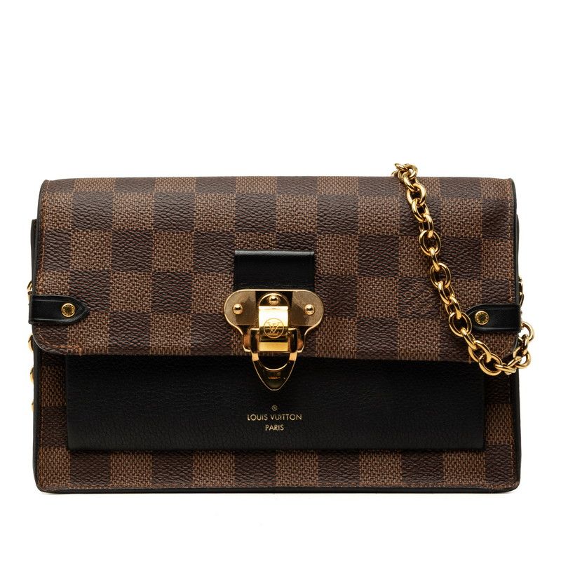 Louis Vuitton Damier Portefeuille Vavin Crossbody Chain Shoulder Bag Brown