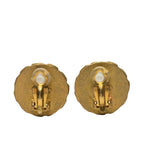 Chanel CC Logo Chain Motif Vintage Earrings Ear Clip 94A Gold Black Plated — view 2