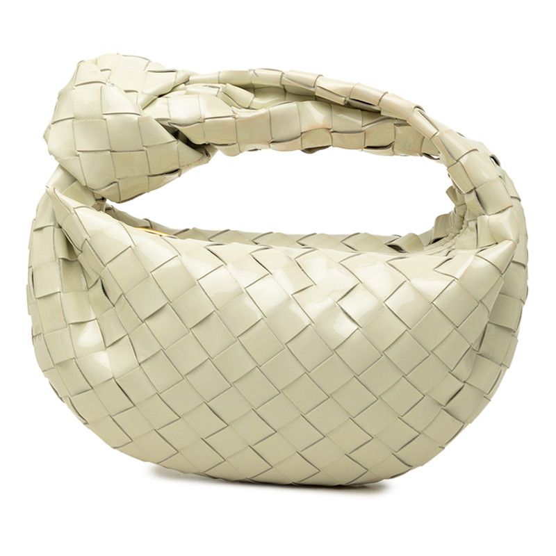 Bottega Veneta Intrecciato Mini Jodie Handbag White Patent Leather