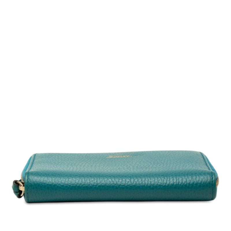 Gucci Swing Zip Around Wallet Turquoise Blue Leather — view 3