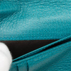 Gucci Swing Zip Around Wallet Turquoise Blue Leather — view 7