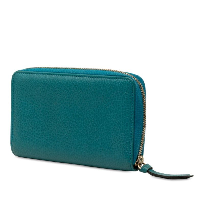 Gucci Swing Zip Around Wallet Turquoise Blue Leather — view 2