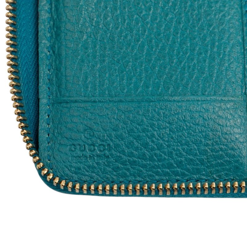 Gucci Swing Zip Around Wallet Turquoise Blue Leather — view 6