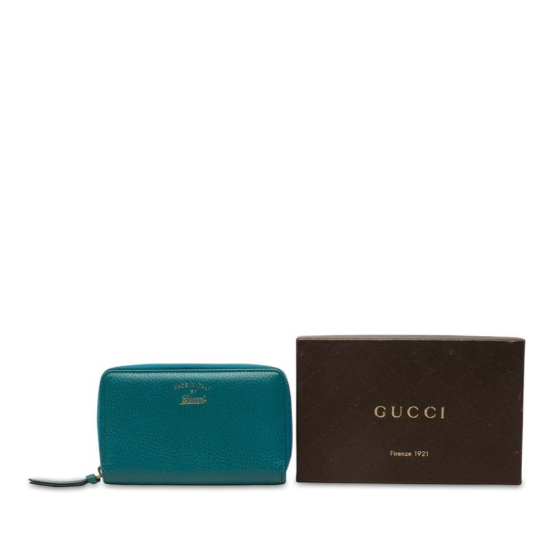 Gucci Swing Zip Around Wallet Turquoise Blue Leather — view 8