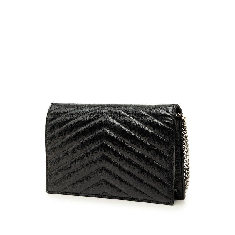Saint Laurent Cassandra Crossbody Chain Shoulder Bag Wallet Black Leather — view 2