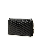 Saint Laurent Cassandra Crossbody Chain Shoulder Bag Wallet Black Leather — view 2