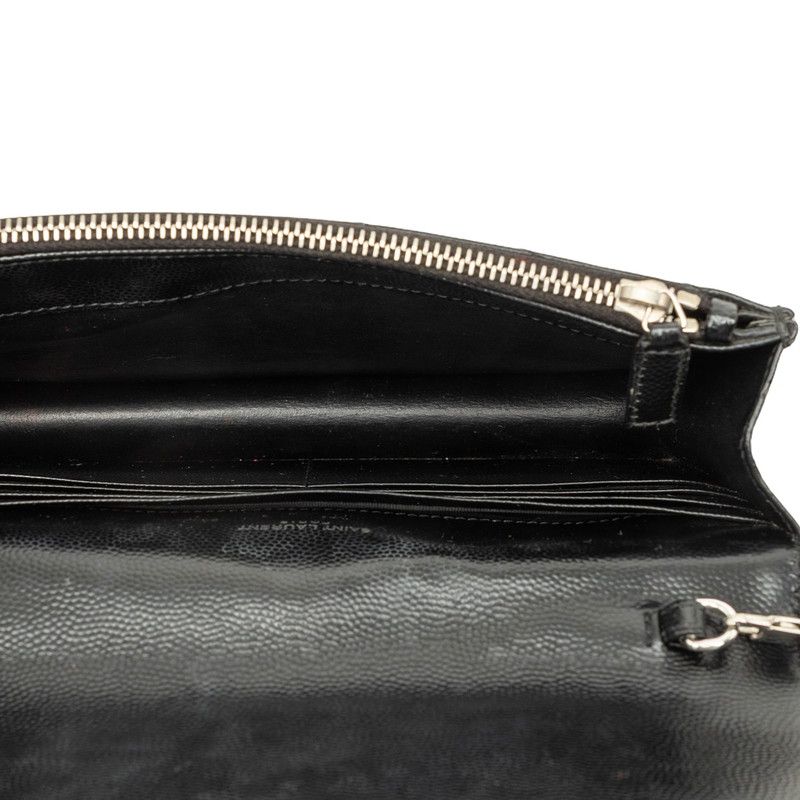 Saint Laurent Cassandra Crossbody Chain Shoulder Bag Wallet Black Leather — view 4