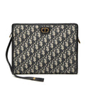 Dior Oblique Trotter 30 Montaigne Clutch Jacquard Navy Canvas Leather