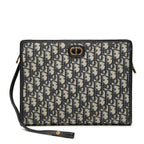 Dior Oblique Trotter 30 Montaigne Clutch Jacquard Navy Canvas Leather