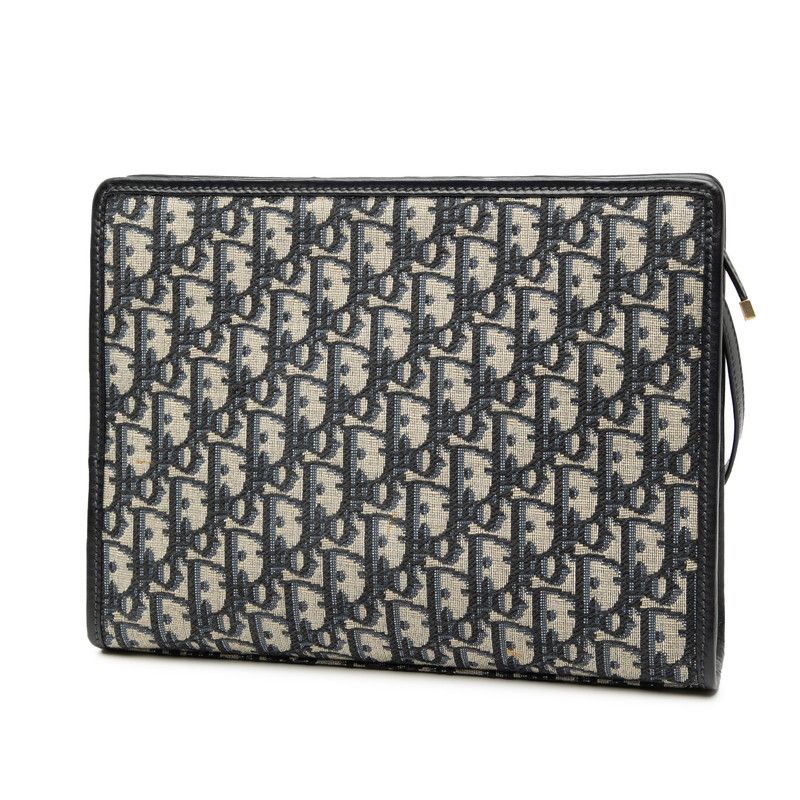 Dior Oblique Trotter 30 Montaigne Clutch Jacquard Navy Canvas Leather — view 2