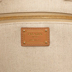 Prada Tote Bag Ivory Beige Canvas Leather — view 5
