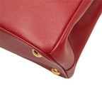 Prada 2-Way Shoulder Bag Red Gold Saffiano Leather — view 6