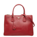 Prada 2-Way Shoulder Bag Red Gold Saffiano Leather