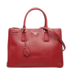 Prada 2-Way Shoulder Bag Red Gold Saffiano Leather