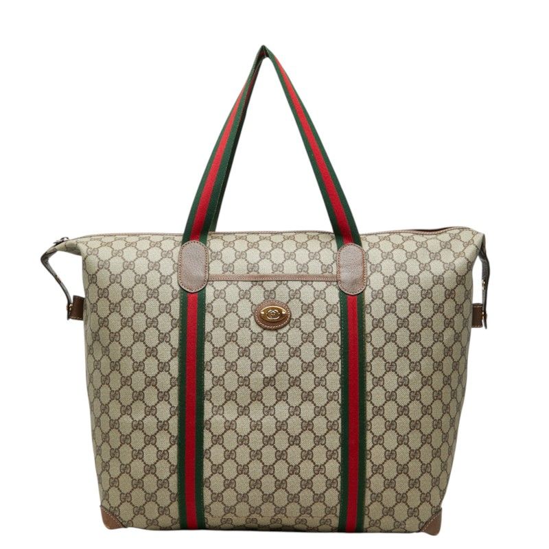 Gucci GG Supreme Sherry Line Boston Bag 012 39 Beige Leather