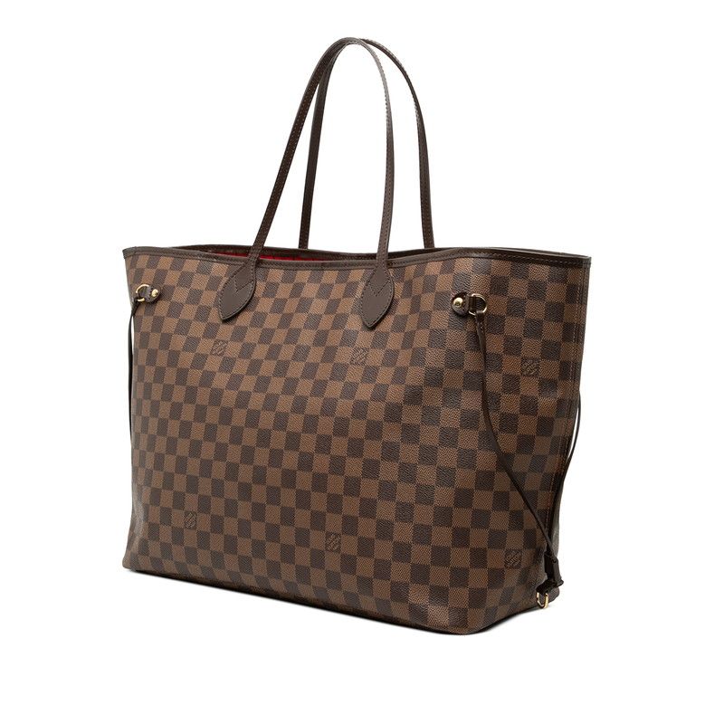 Louis Vuitton Damier Neverfull GM Tote Bag Brown Leather — view 2